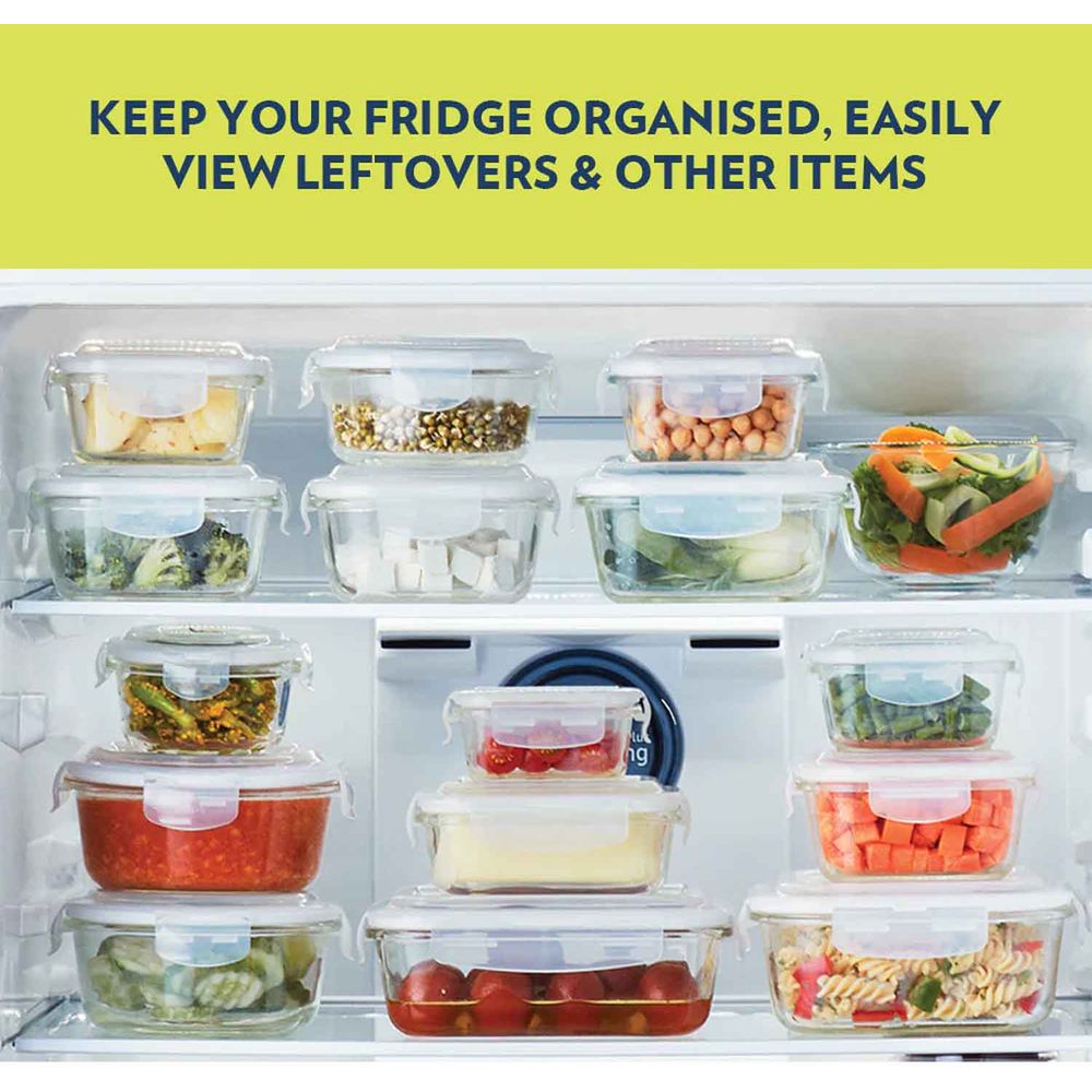 Borosil Klip-N-Store Round Glass Storage Container - 240 ml