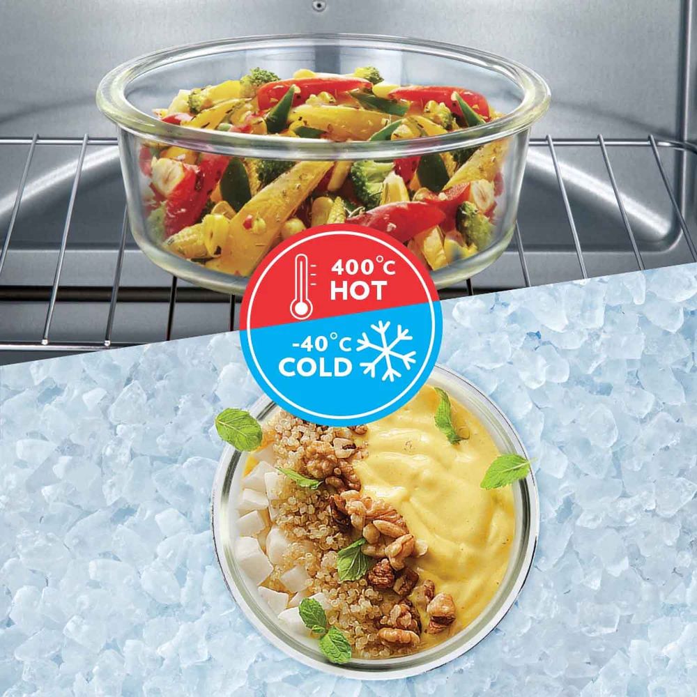 Borosil Klip-N-Store Round Glass Storage Container - 240 ml