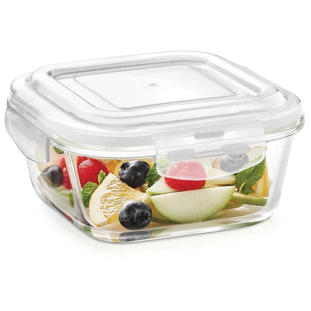 Borosil Klip-N-Store Square Glass Storage Container - 500 ml