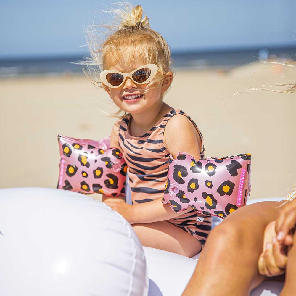 Swim Essentials - Leopard Inflatable Swimming Armbands 0-2Y - Rose Gold