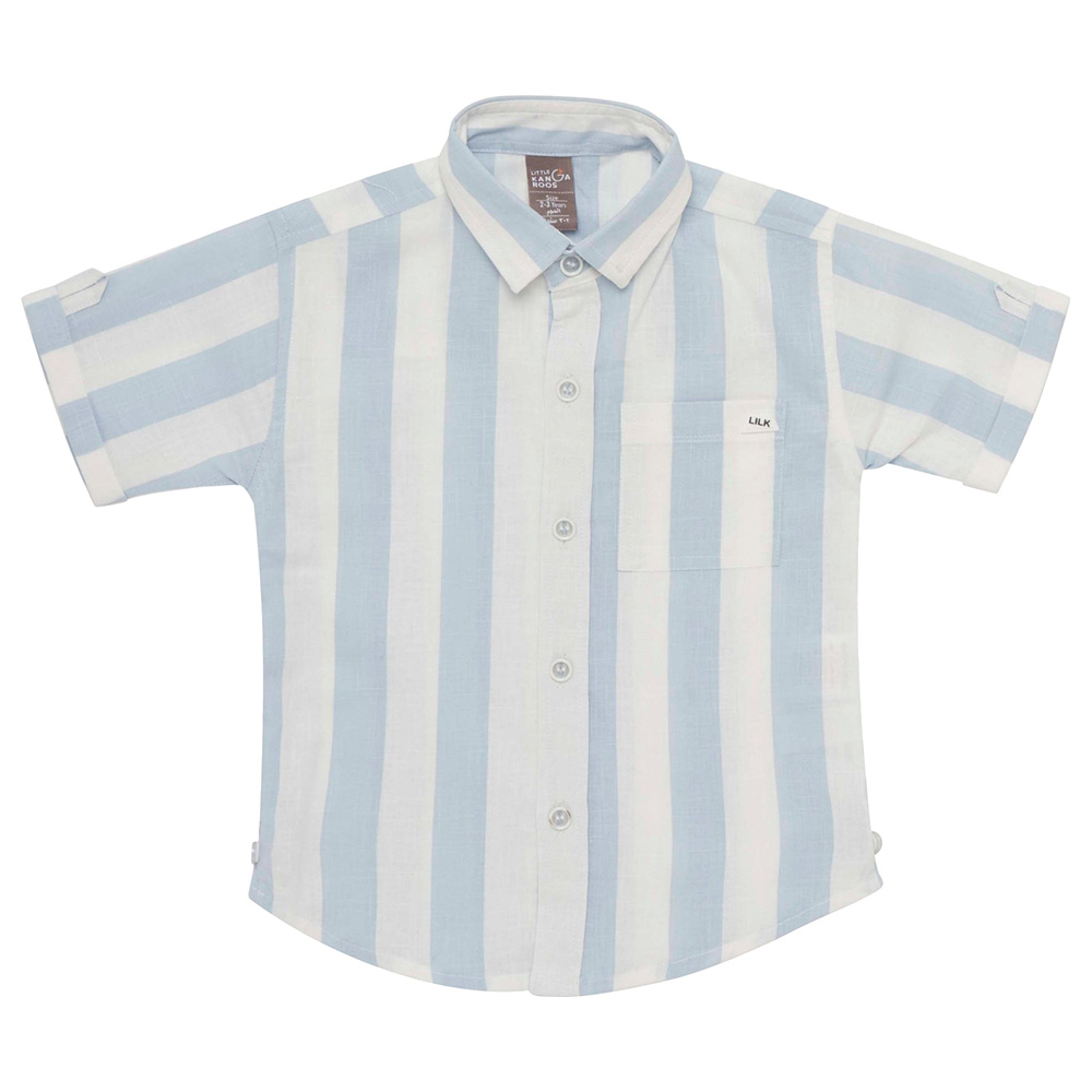 Little Kangaroos Boy Half Sleeve Striped Shirt - Blue/White