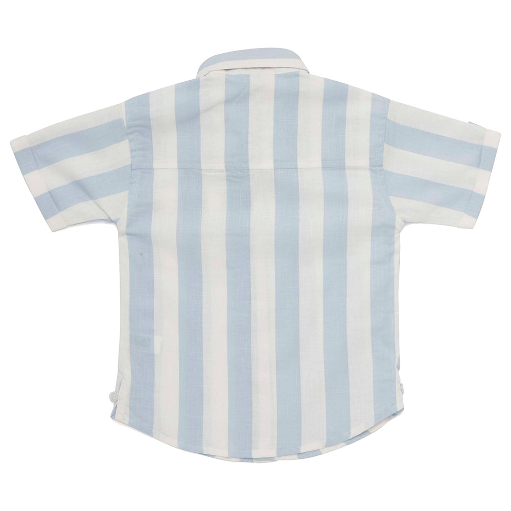 Little Kangaroos Boy Half Sleeve Striped Shirt - Blue/White