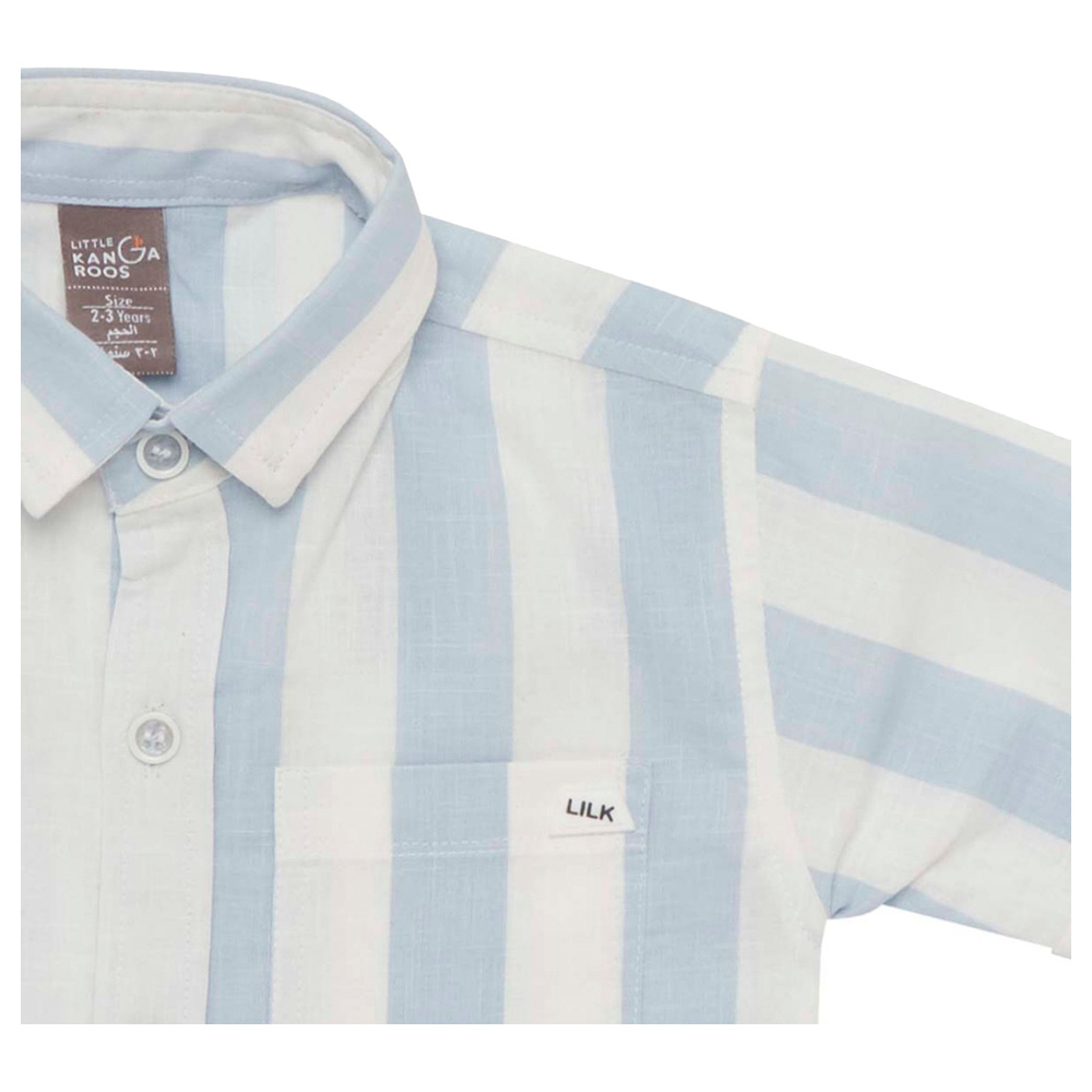 Little Kangaroos Boy Half Sleeve Striped Shirt - Blue/White