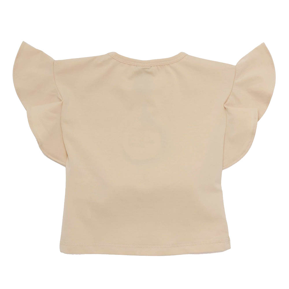 Little Kangaroos Baby Girl's Round Neck Frill Sleeve Fawn T-Shirt
