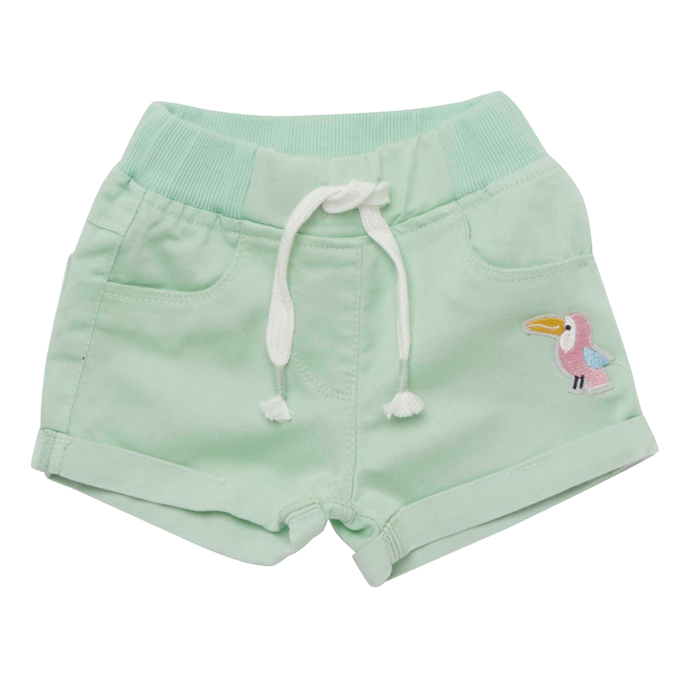Little Kangaroos Baby Girl Full Elastic Shorts Pista - Denim