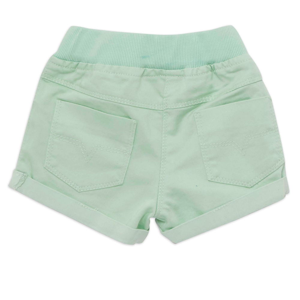 Little Kangaroos Baby Girl Full Elastic Shorts Pista - Denim