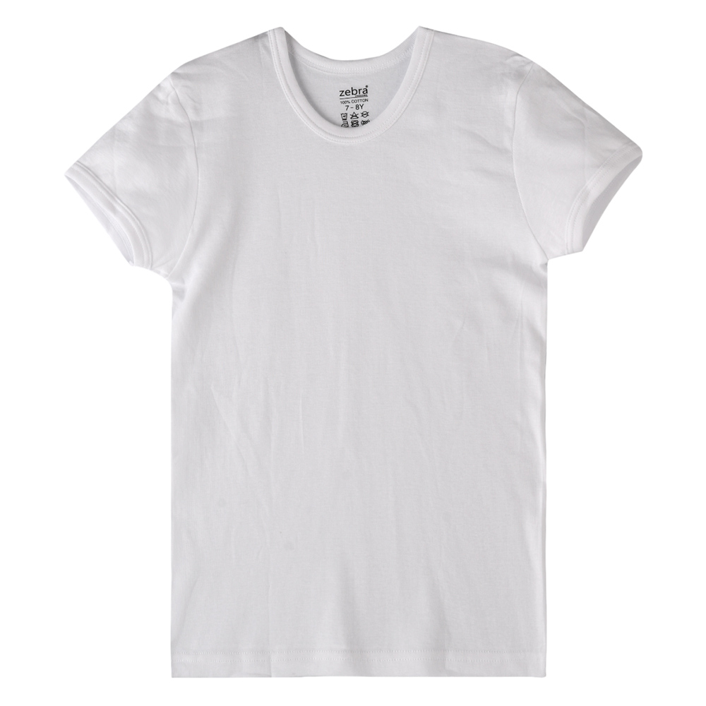Zebra Crossing T-Shirtn Boy's Half Sleeve Undertshirt - White - 3 Pcs