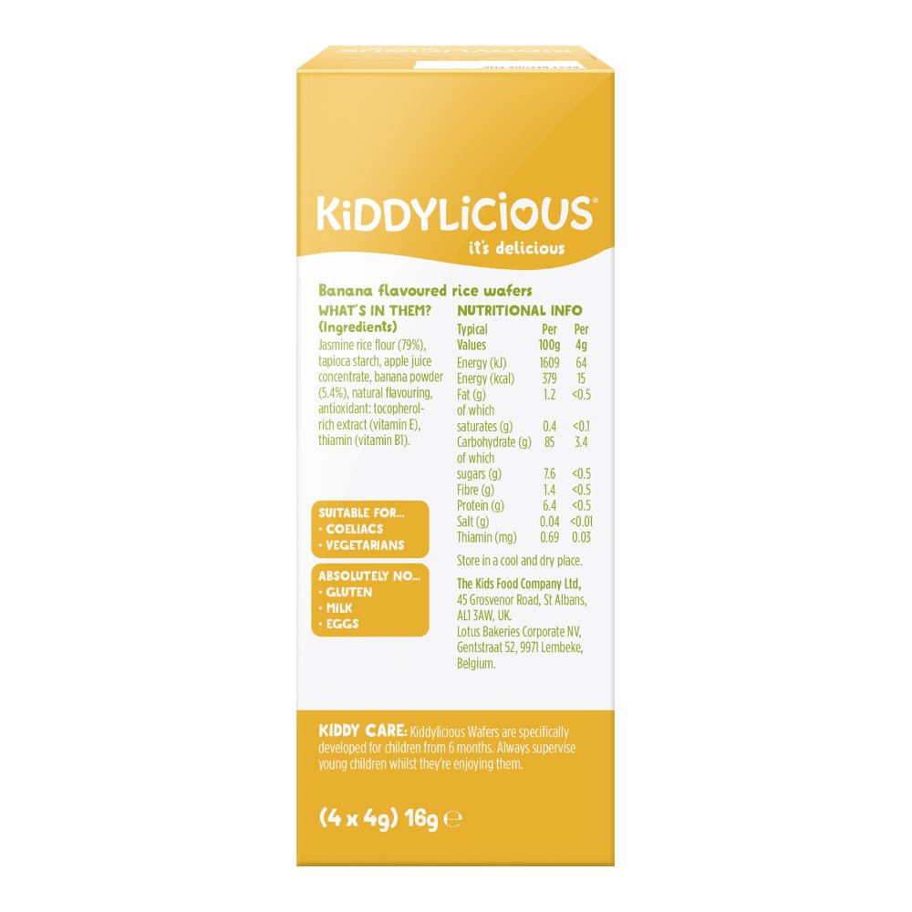 Kiddylicious - Mini Wafers Banana - 16g