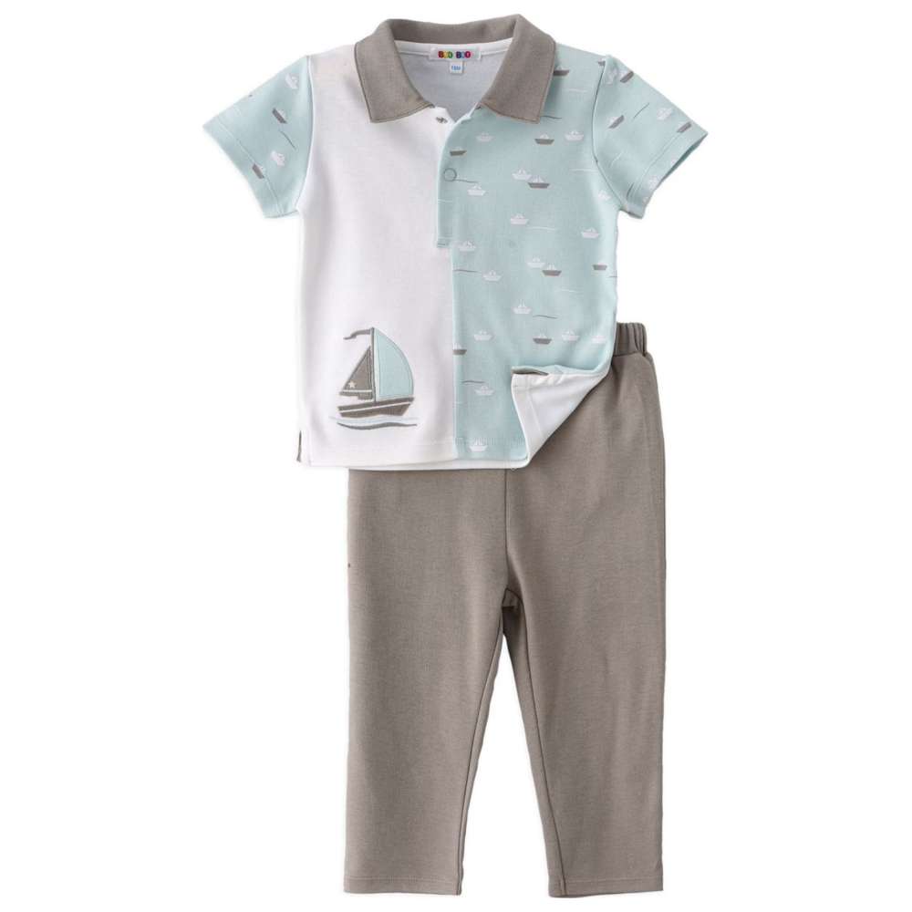Boo Boo T-shirt & Pants White/Light - Blue - 2 Pcs