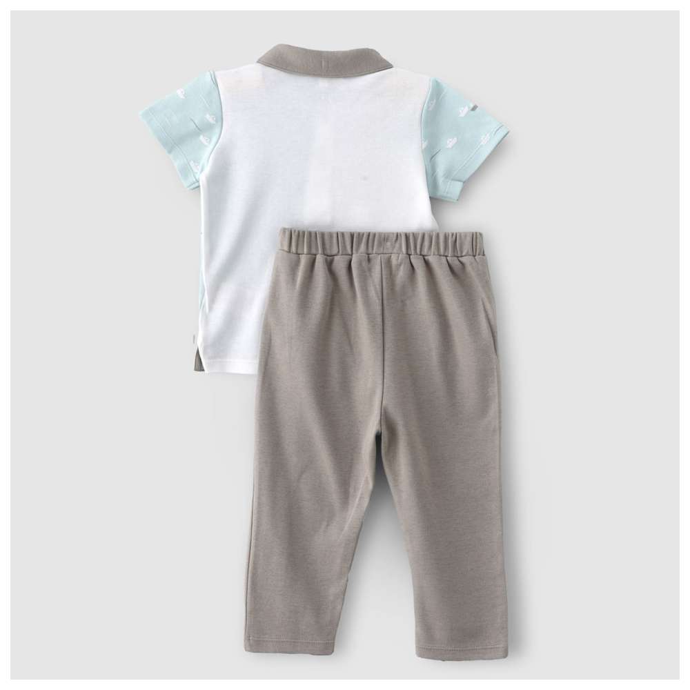 Boo Boo T-shirt & Pants White/Light - Blue - 2 Pcs