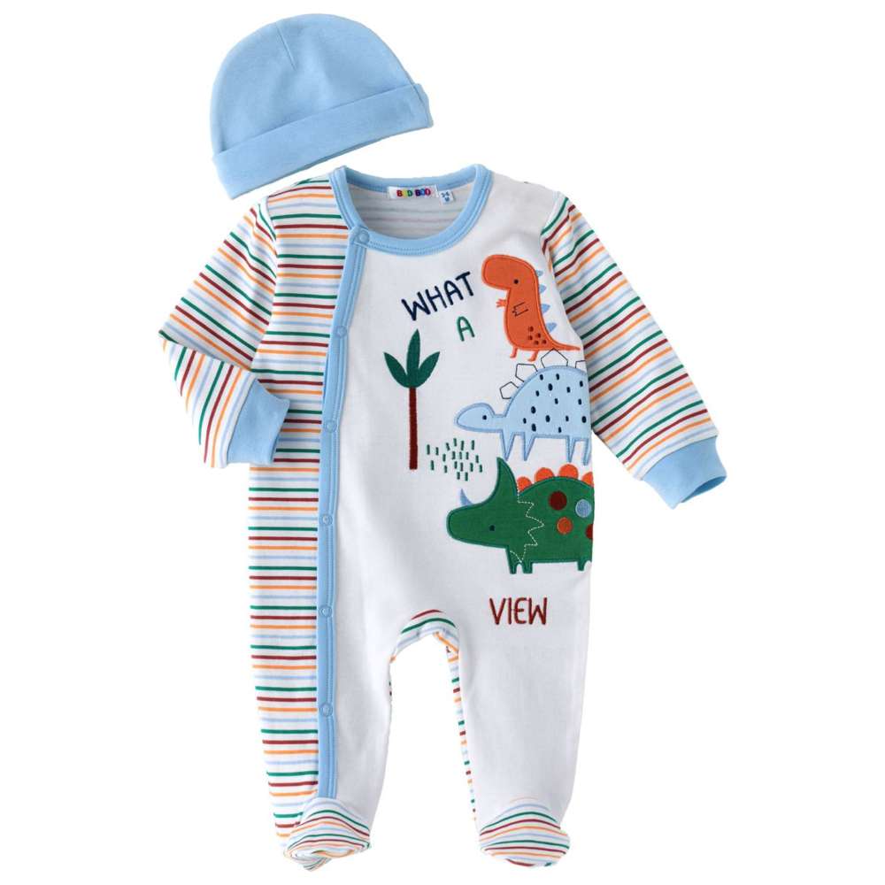 Boo Boo Baby Boy Sleepsuit & Hat - 2 Pcs