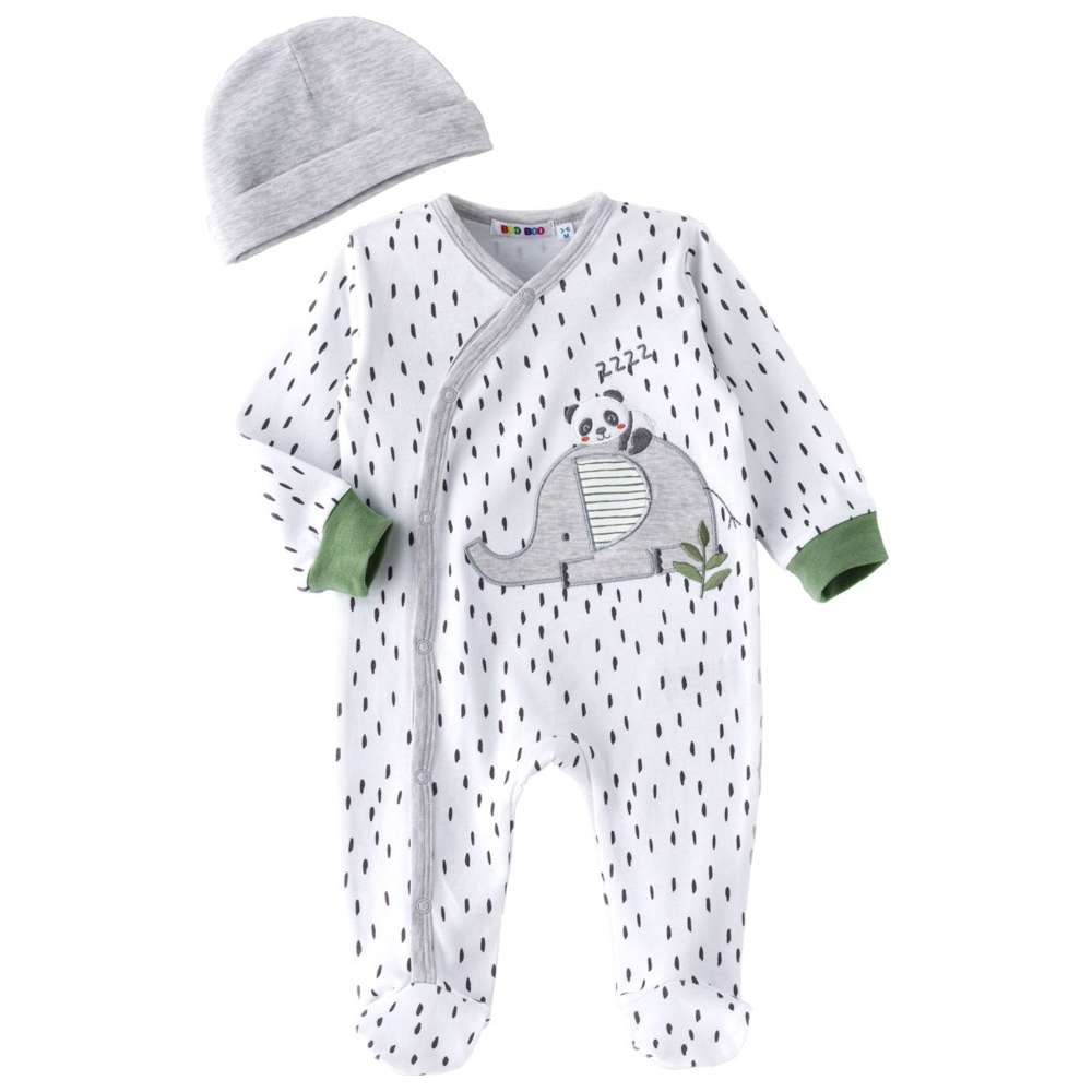 Boo Boo Sleepsuit & Hat - Mint/Grey - 2 Pcs