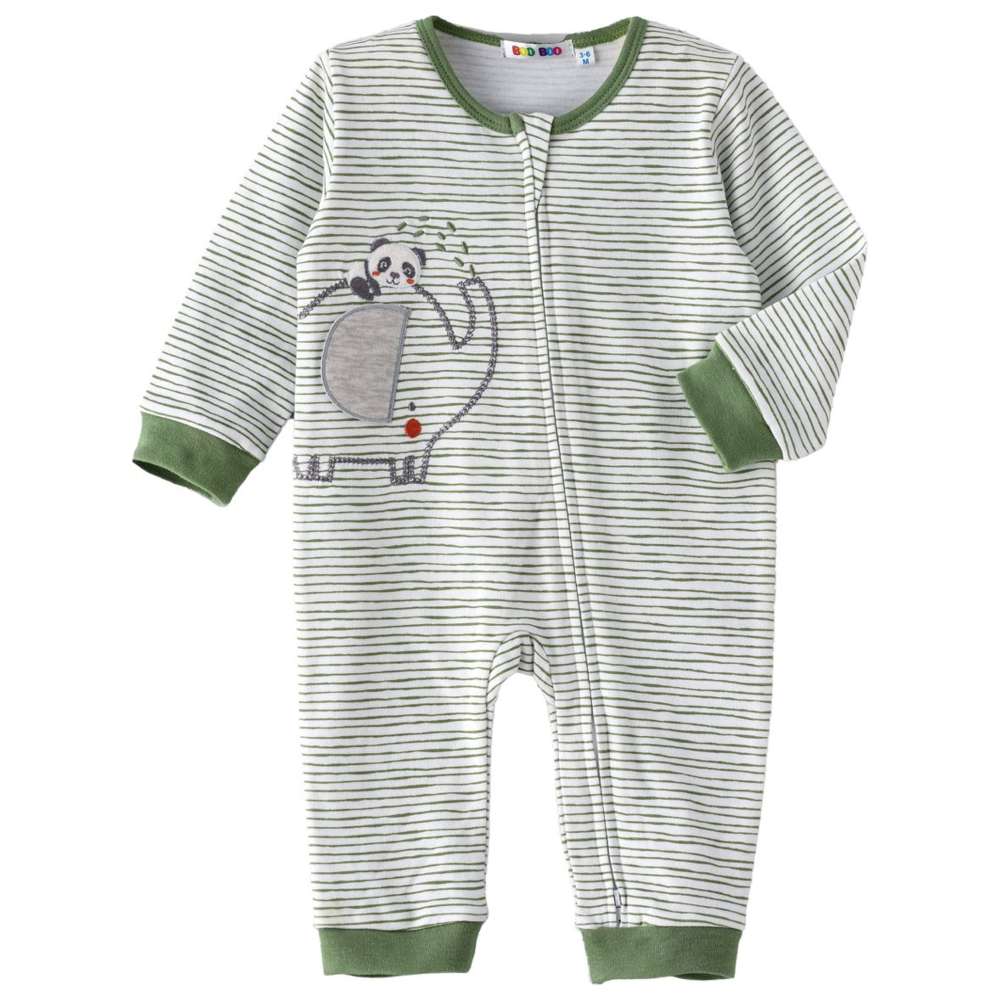 Boo Boo Baby Front Zip Romper - Mint/Grey