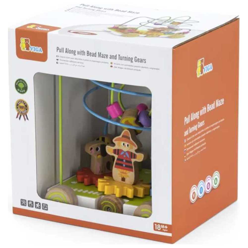 Viga - Pull Along Toy w/ Wire Beads & Turning Gears
