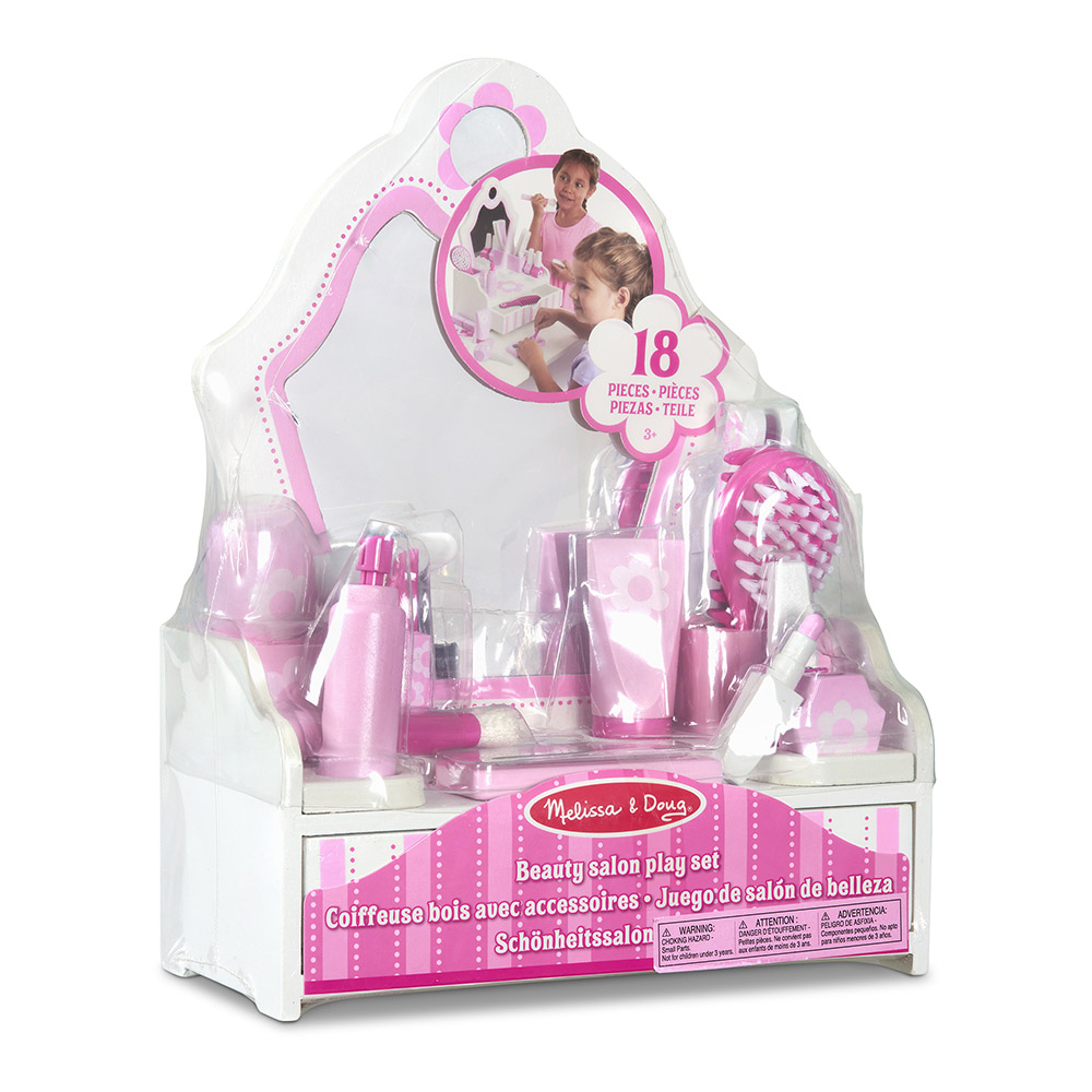 Melissa & Doug Wooden Beauty Salon Play Set - 18 Pcs