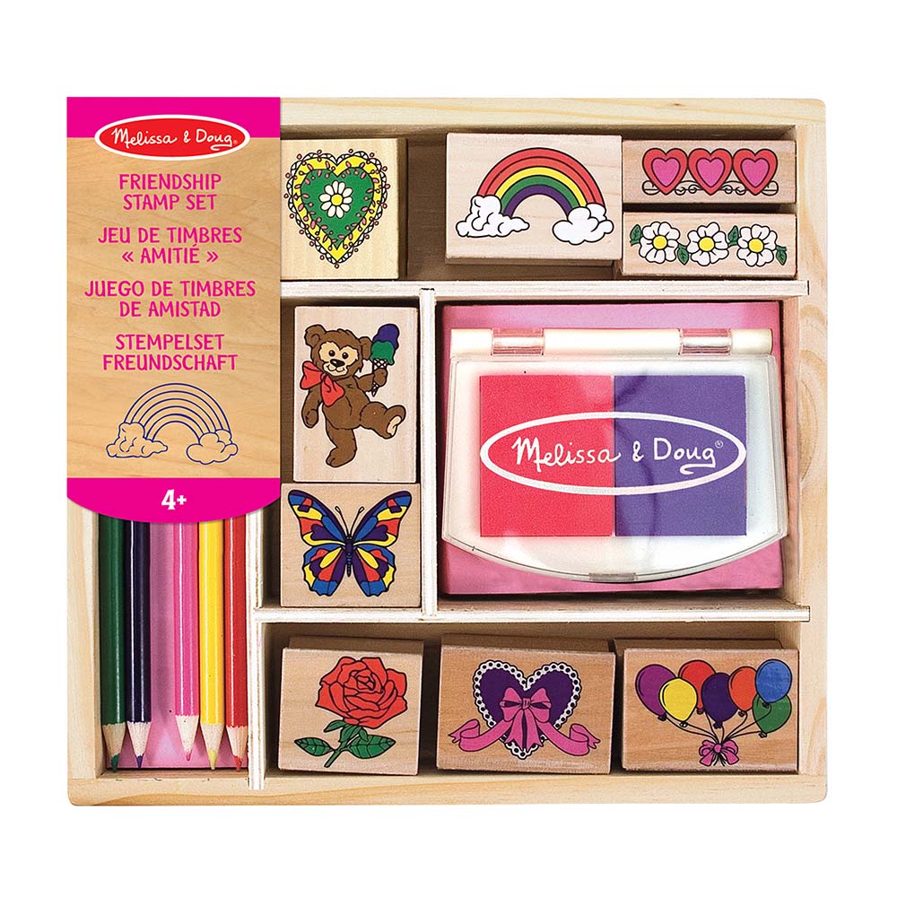 Melissa & Doug Wooden Friendship Stamp Set - 16 Pcs