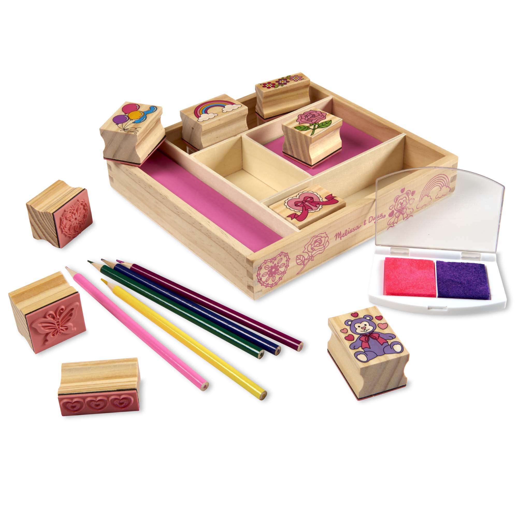 Melissa & Doug Wooden Friendship Stamp Set - 16 Pcs