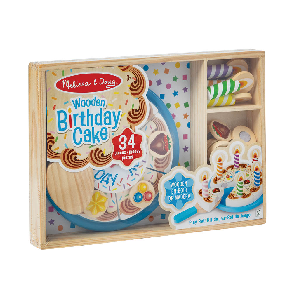Melissa & Doug Birthday Party Cake Wooden Play Set - 34 Pcs