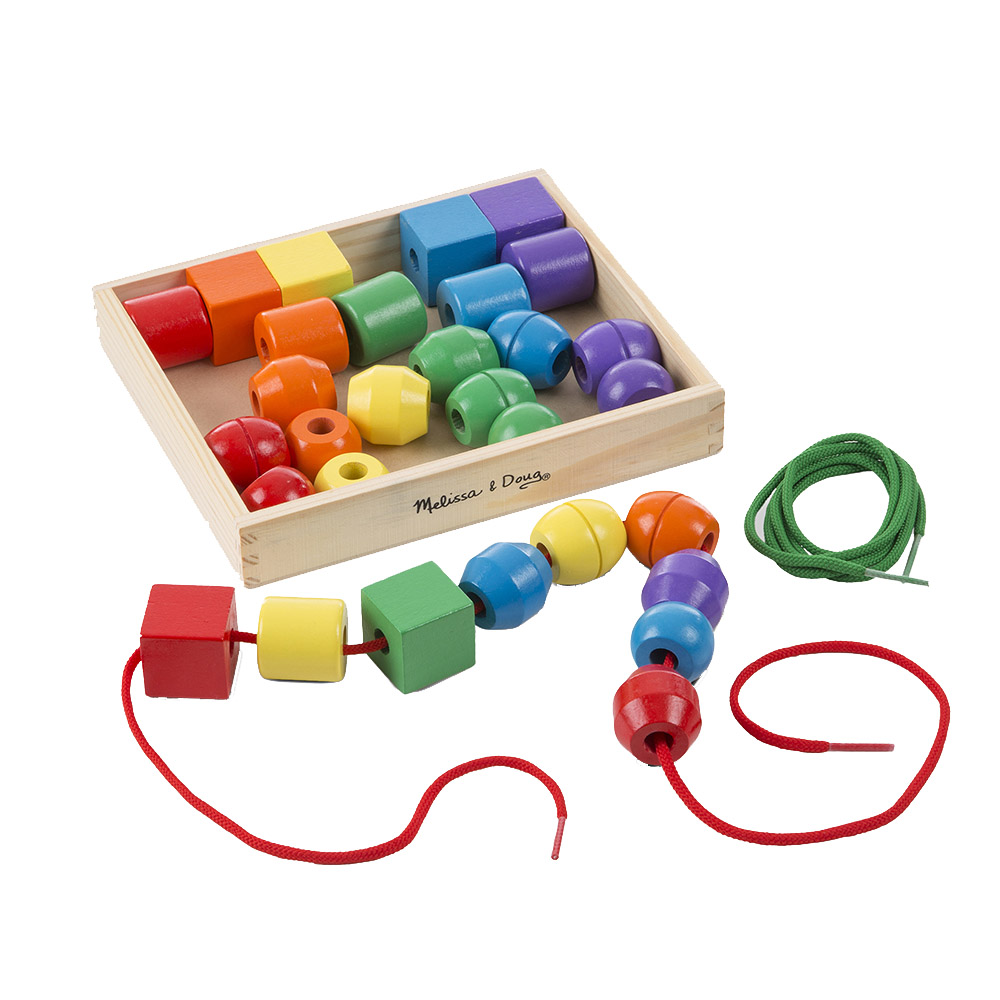Melissa & Doug Primary Lacing Beads Educational Toy - 32 Pcs