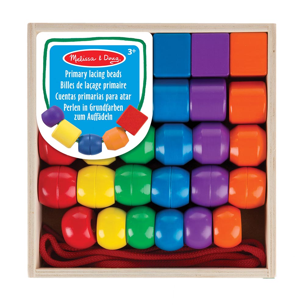Melissa & Doug Primary Lacing Beads Educational Toy - 32 Pcs