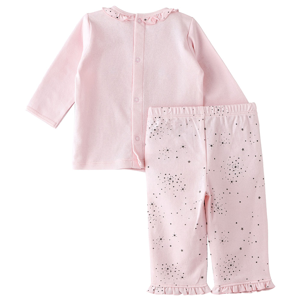 Tiny Hug Long Sleeve Cotton Pajama Suit - Pink - 2 Pcs