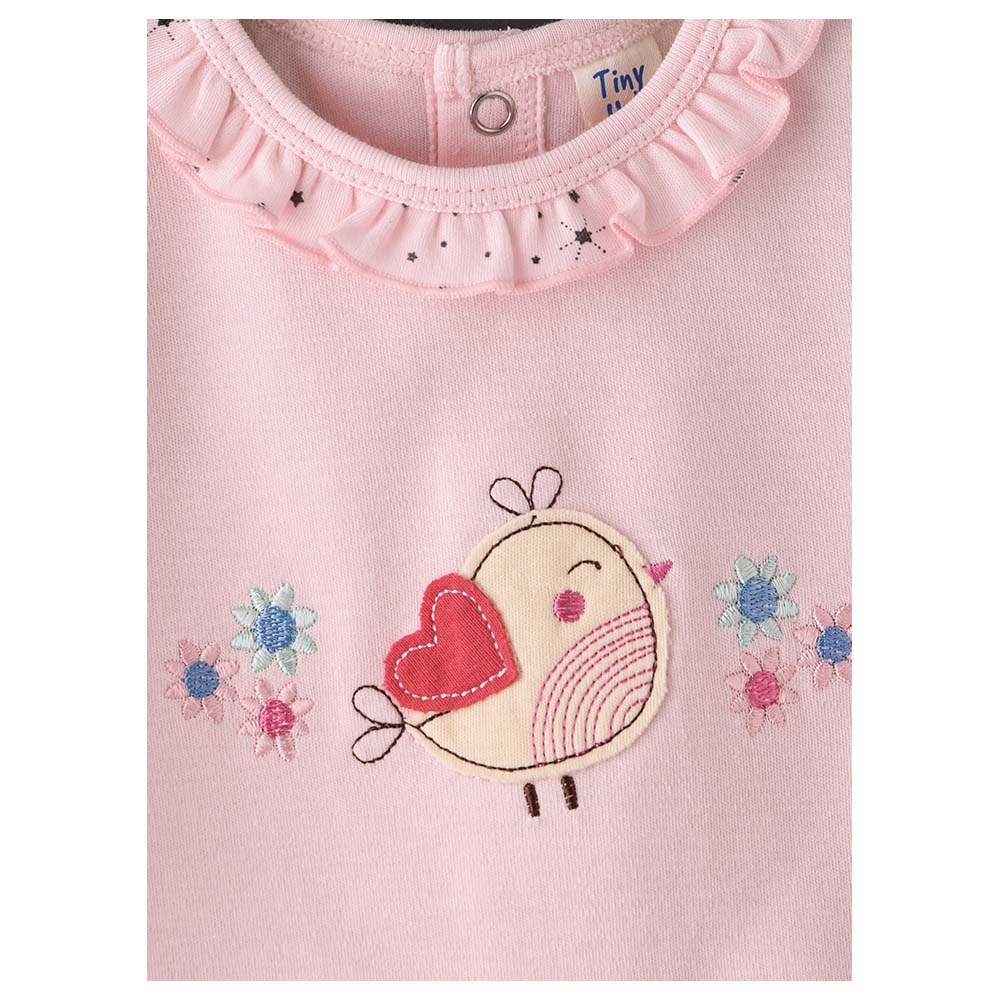 Tiny Hug Long Sleeve Cotton Pajama Suit - Pink - 2 Pcs