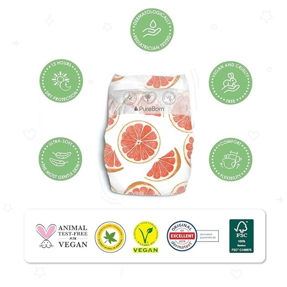 Pureborn New Born Single 1-3kg 34's Nappy 1 x 6 Bundle - Assorted