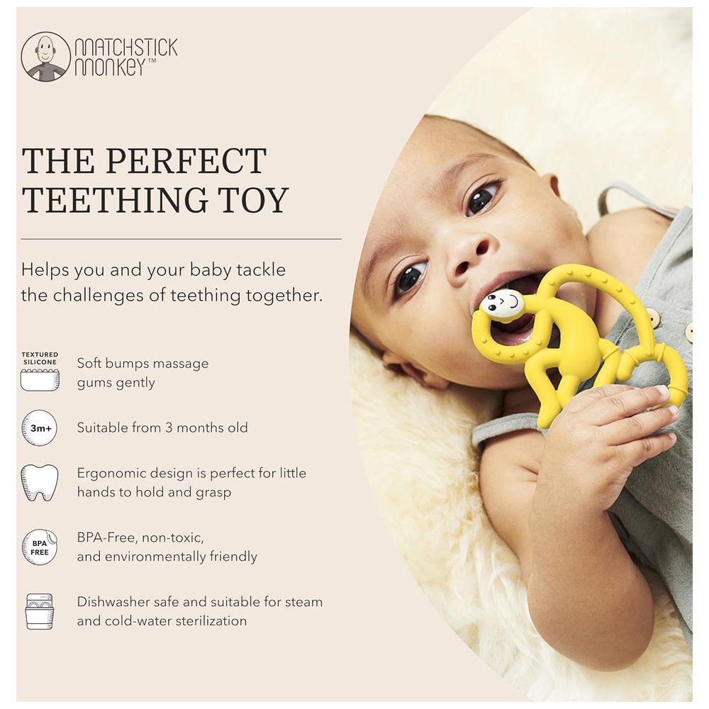 Matchstick Monkey - Mini Monkey Teether - Yellow