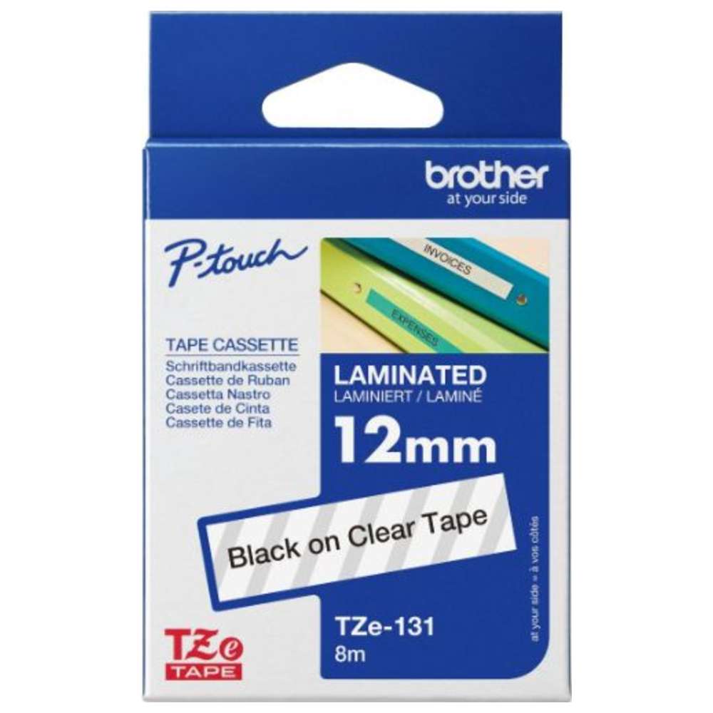 Brother - 12mm Black On Clear Label Tape