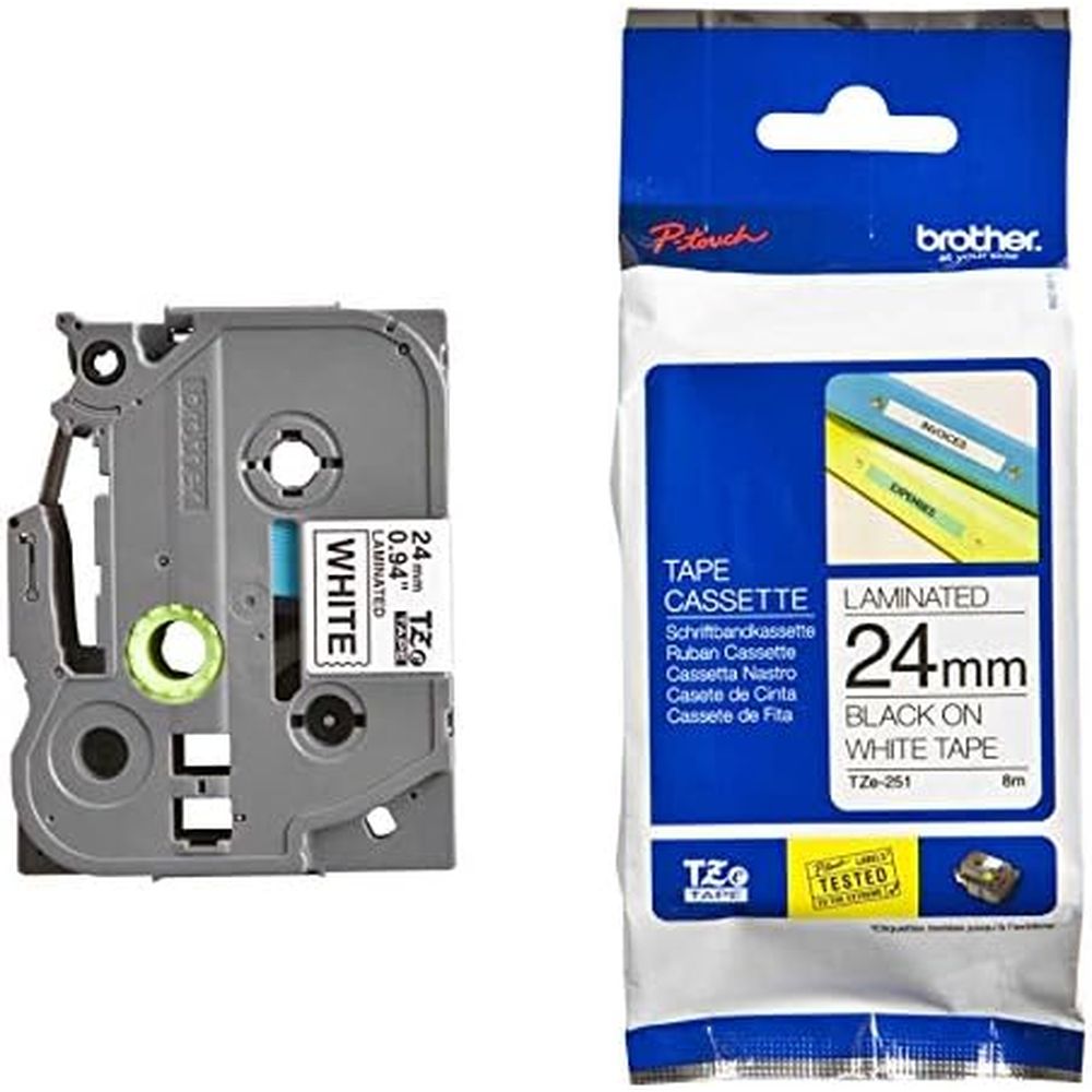 Brother - TZE -251 24mm Black on White Label Tape