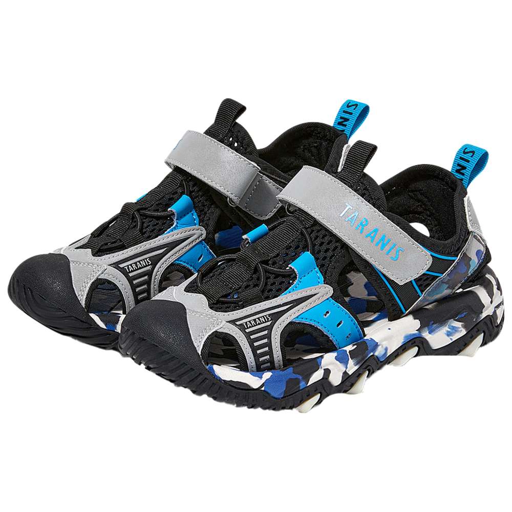 Taranis Boy's Synthetic Leather & Rubber Sandals - Black/Grey/Blue