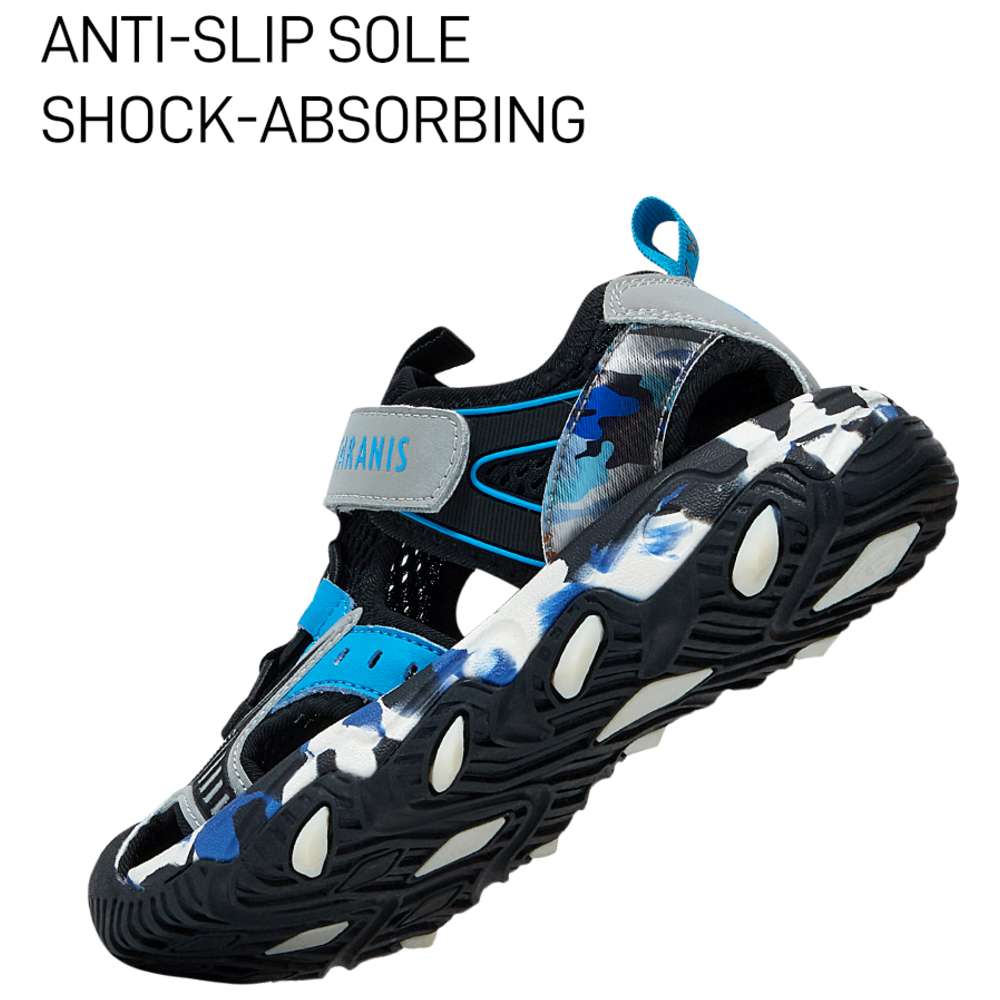 Taranis Boy's Synthetic Leather & Rubber Sandals - Black/Grey/Blue