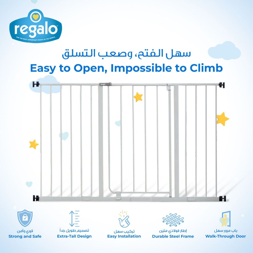 Regalo - Easy Open Baby Gate - 120cm - White