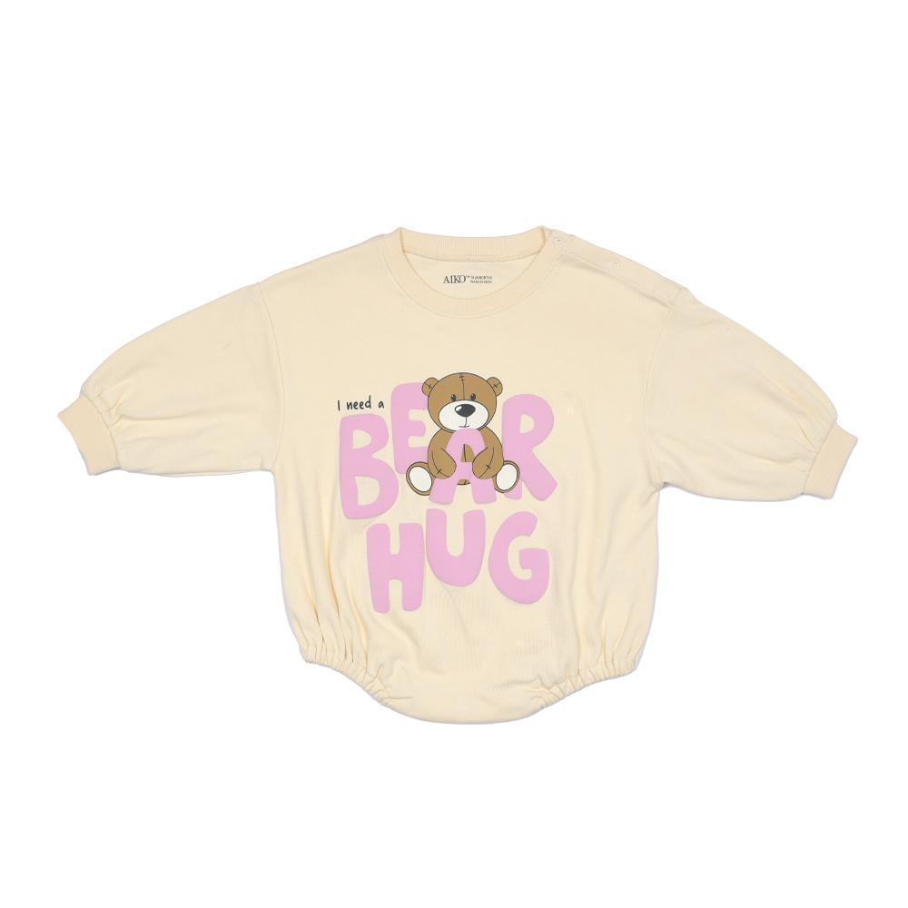 Aiko Baby Bodysuit with Bear Print - Beige