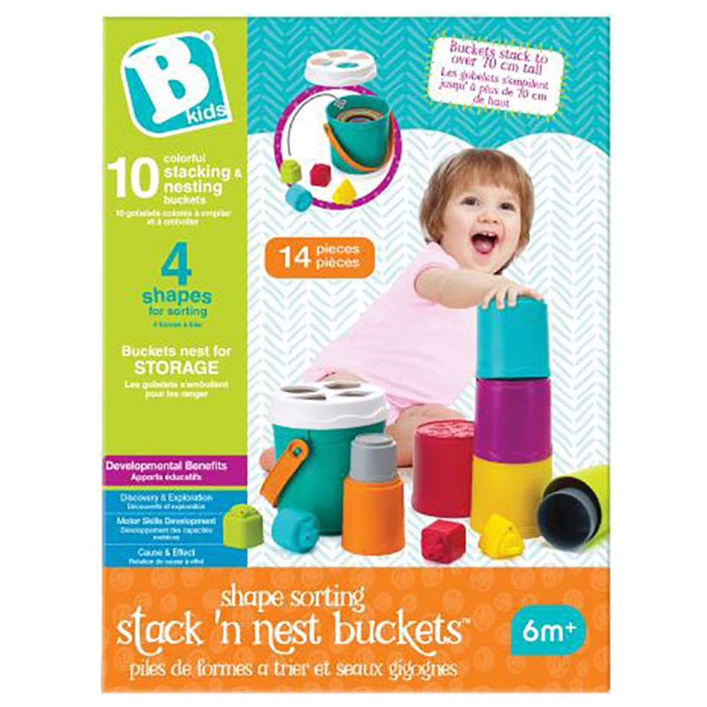 Infantino Shape Sorting Stack N Nest Buckets 14pcs
