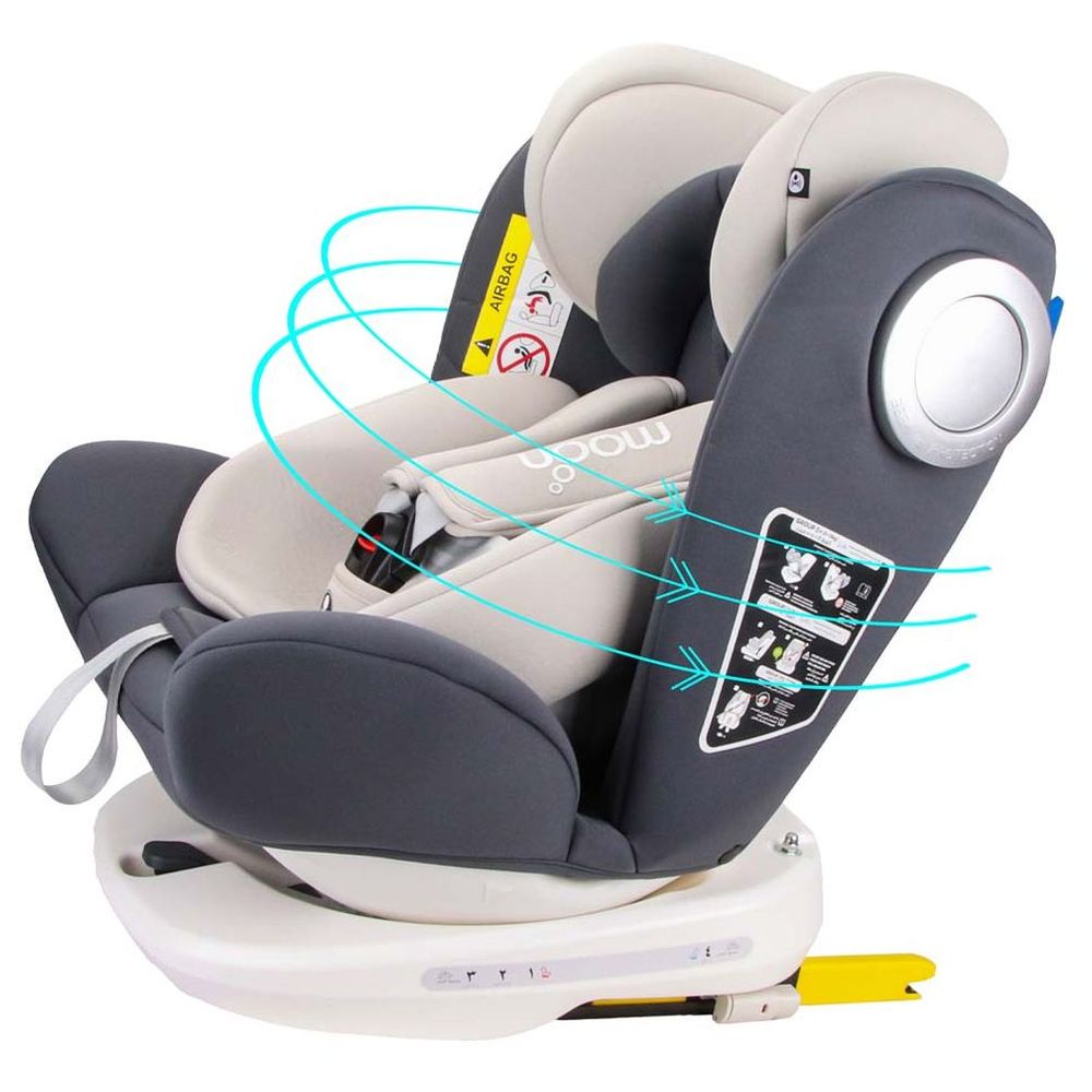 مون - مقعد سيارة جيرو متعدد الوظائف 360 مع نظام تثبيت Isofix - رمادي