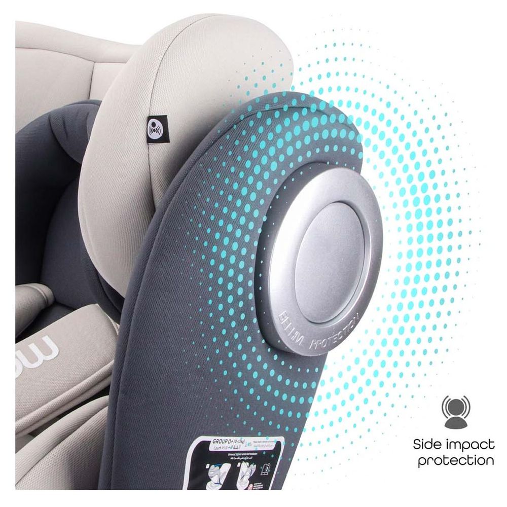 مون - مقعد سيارة جيرو متعدد الوظائف 360 مع نظام تثبيت Isofix - رمادي