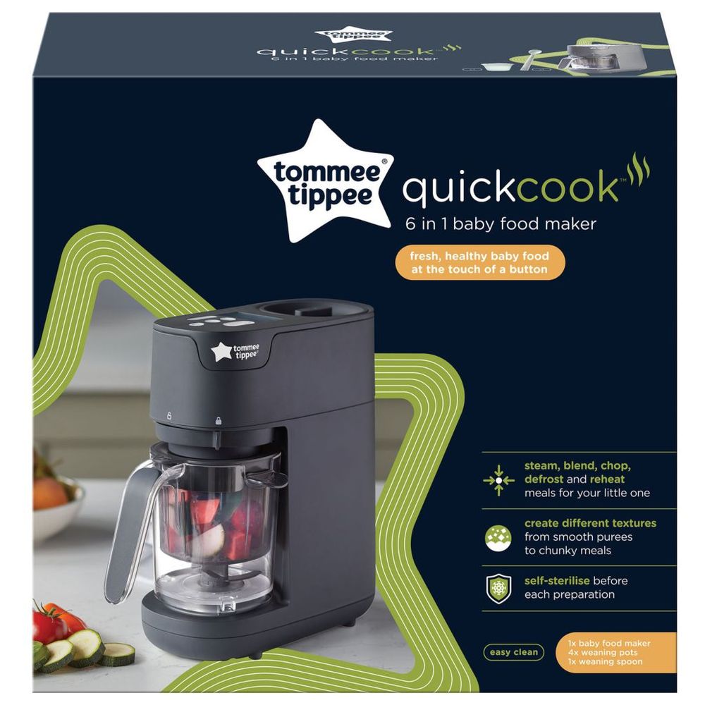 Tommee Tippee Quick Cook 6-in-1 Baby Food Maker Black - 500 ml