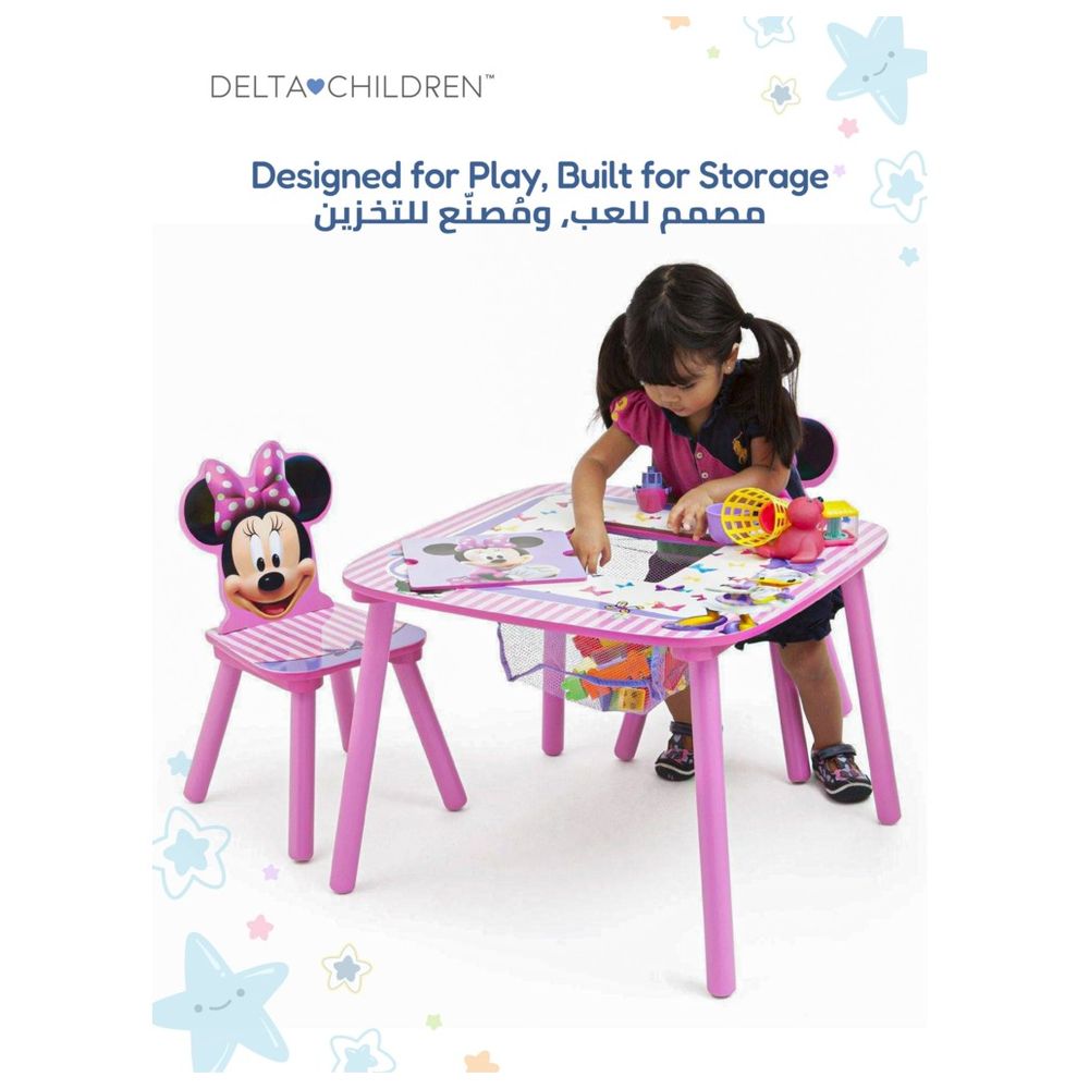دلتا تشيلدرن - طاولة + كرسي + مساحة تخزين - ميني ماوس
