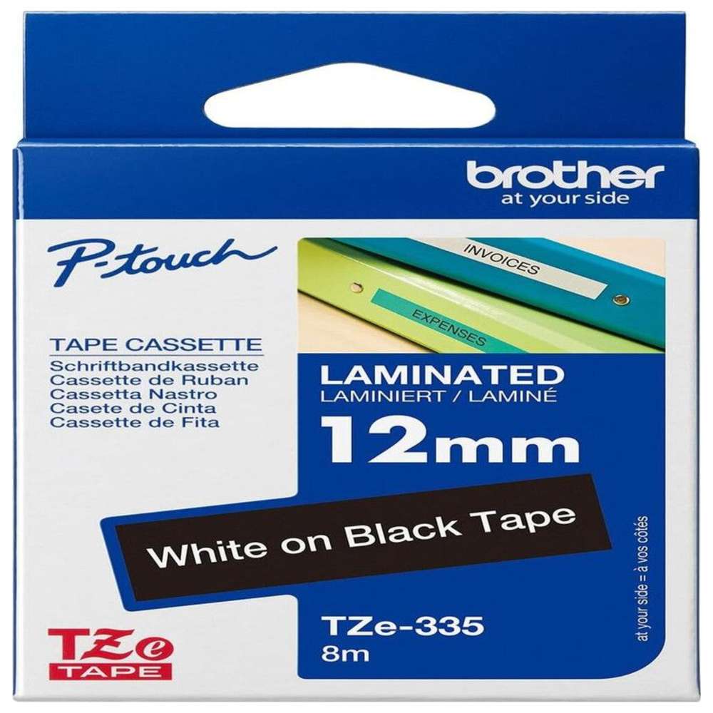 Brother - 12mm White On Black Label Tape 