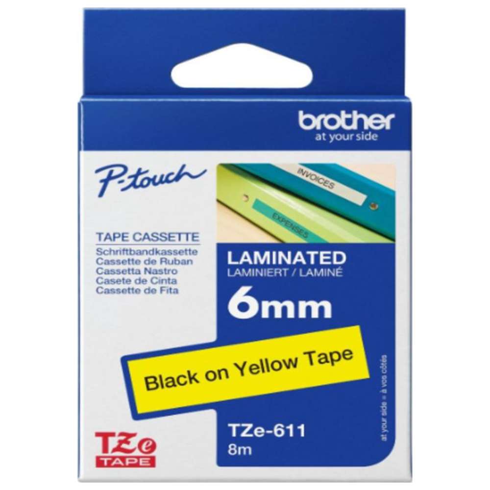 Brother - 6mm Black On Yellow Label Tape 