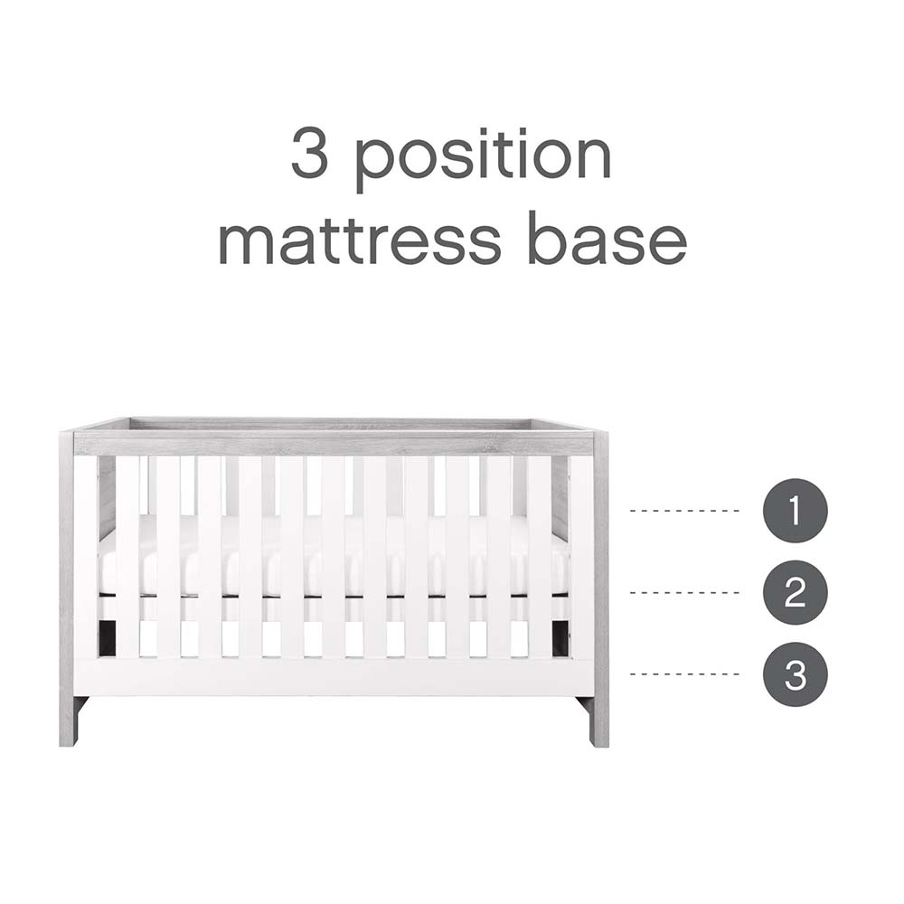 Tutti Bambini - 3-In-1 Modena Cot Bed - Grey Ash/White