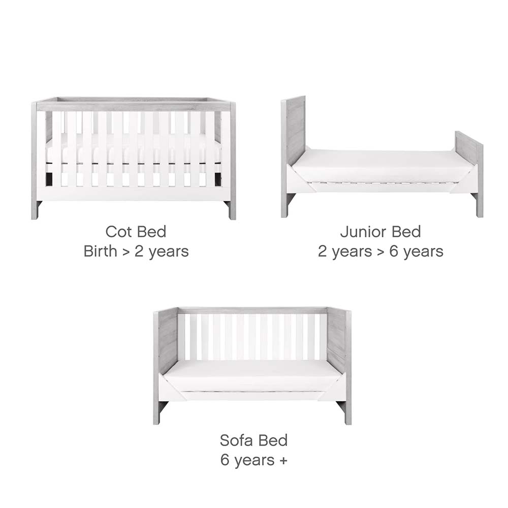 Tutti Bambini - 3-In-1 Modena Cot Bed - Grey Ash/White