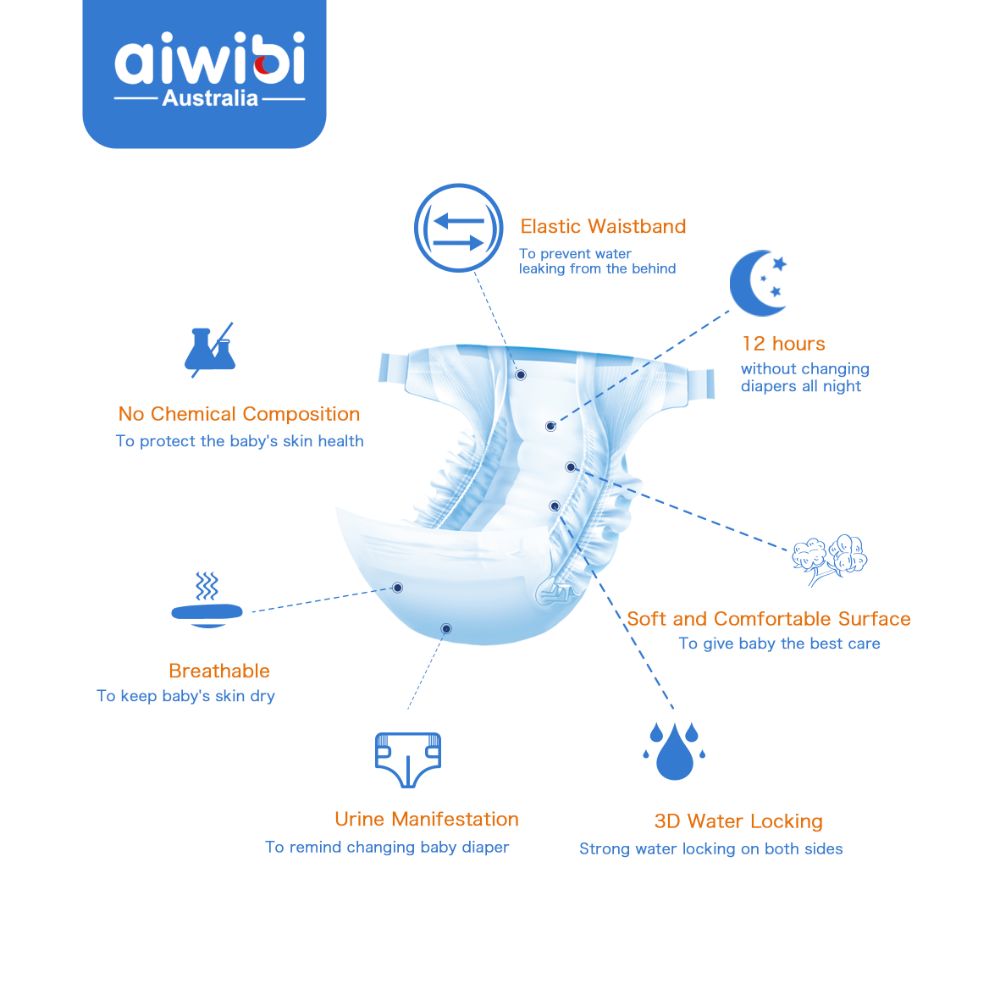 Aiwibi Ultra-Thin Premium Baby Pants Diaper - Size L 9-14kg - 44pcs