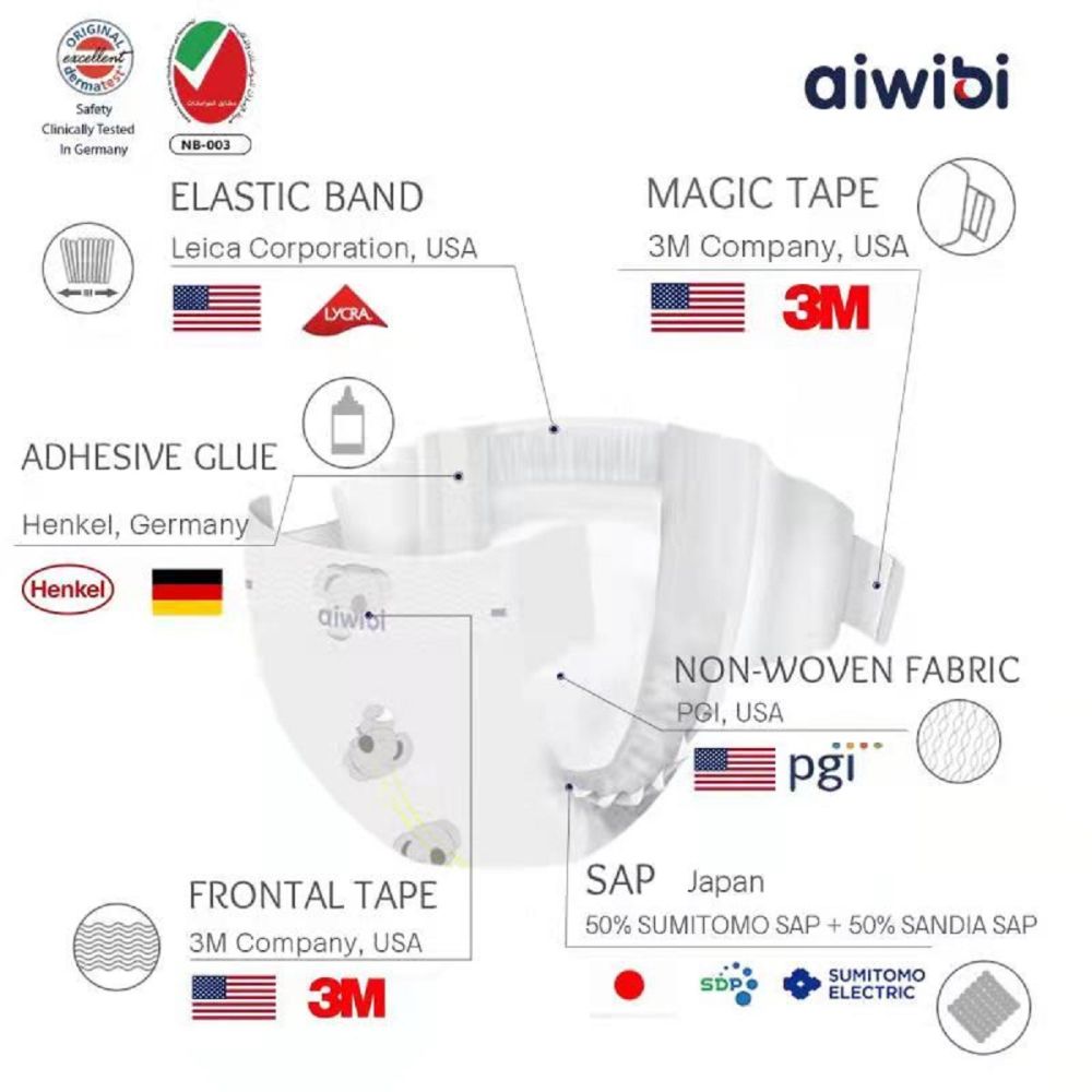 Aiwibi Ultra-Thin Premium Baby Pants Diaper - Size L 9-14kg - 44pcs
