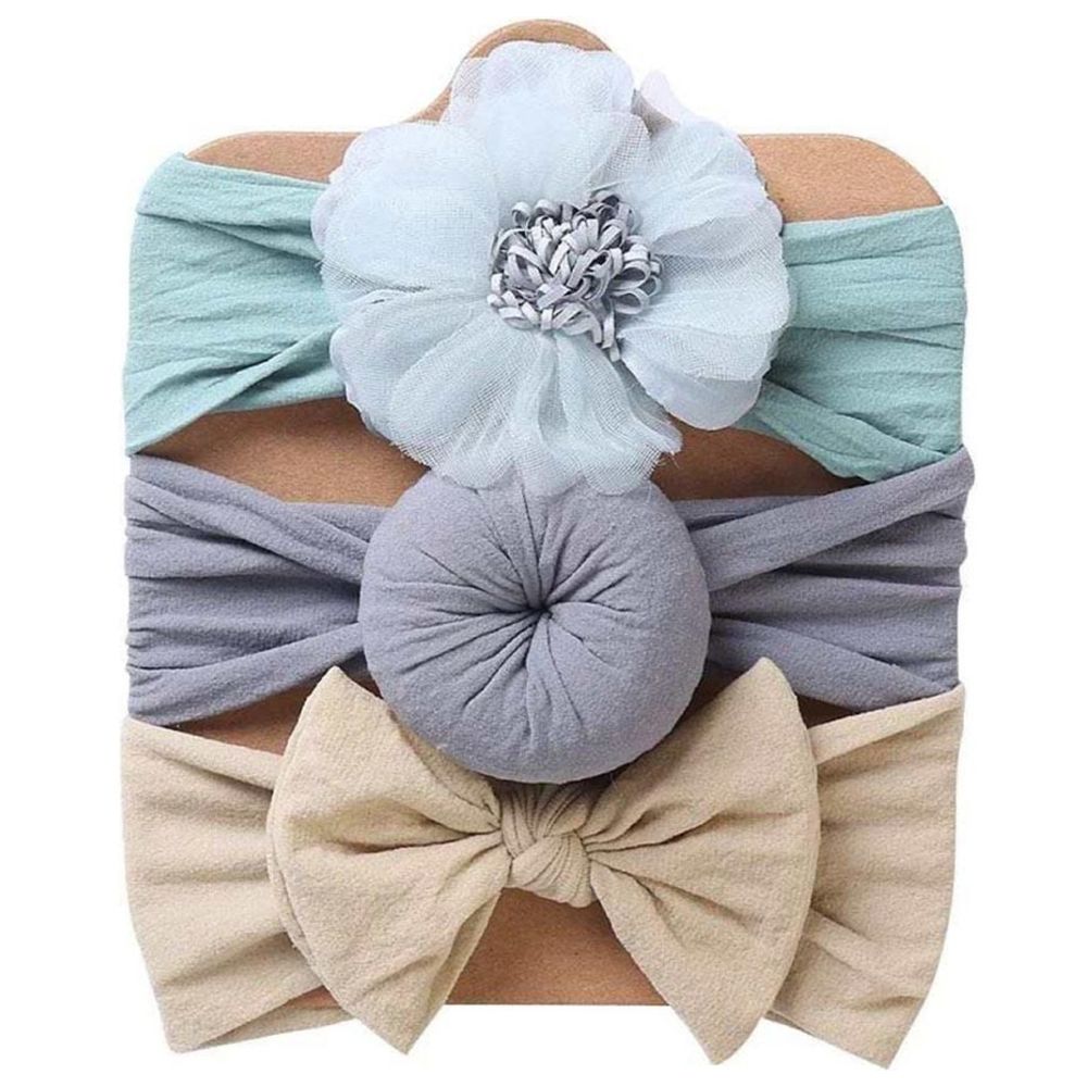 The Girl Cap - 3pc-Set - Solid Headband Assorted - Green