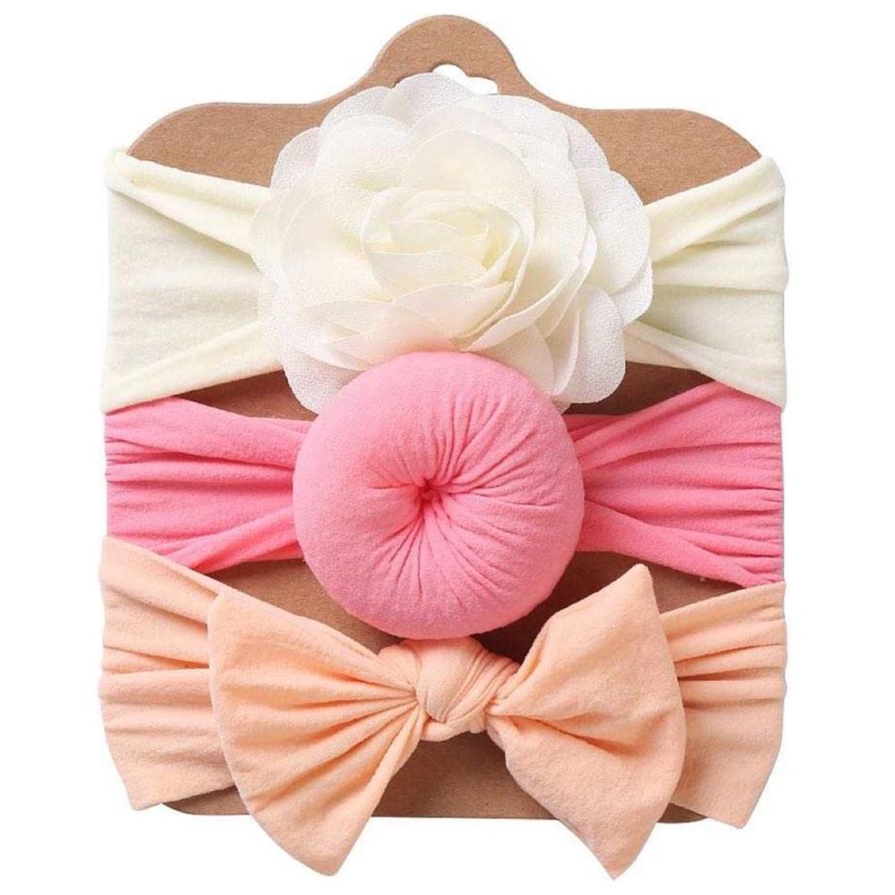 The Girl Cap - 3pc-Set - Solid Headband Assorted - White