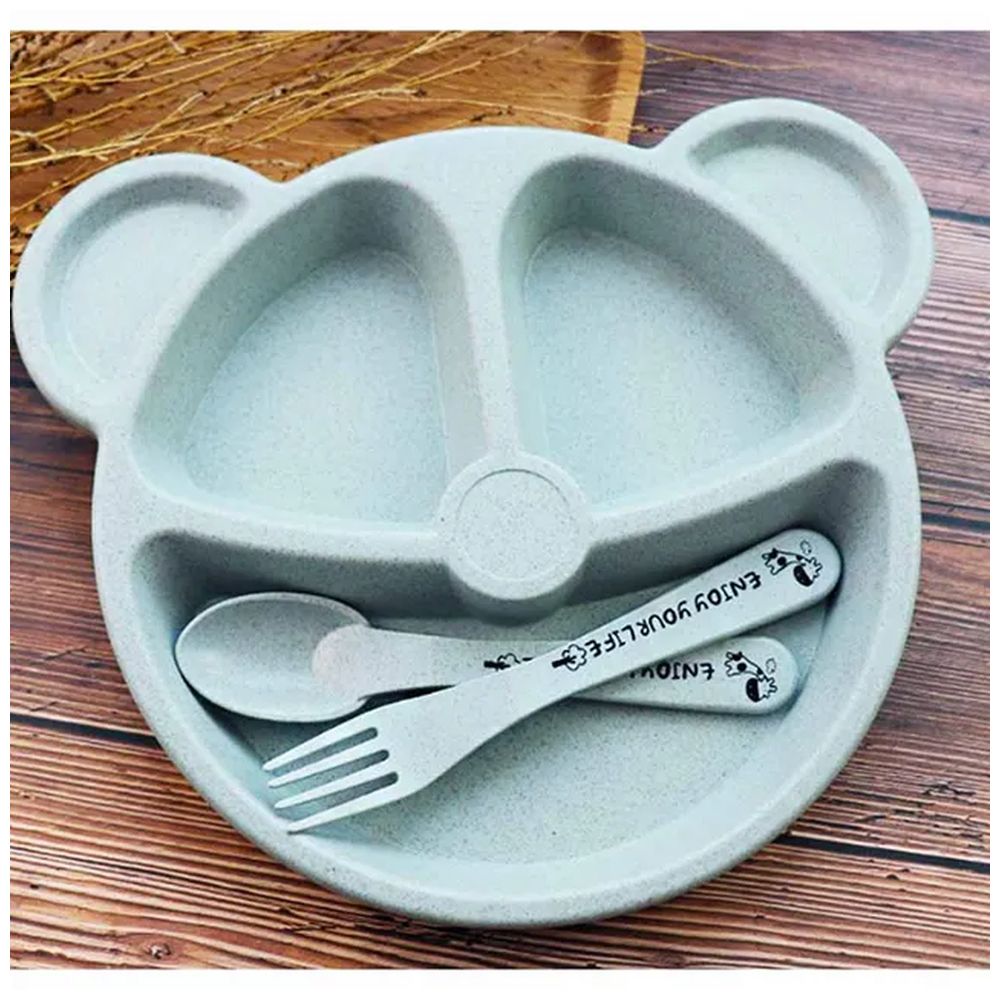 Star Babies Organic Baby Wheat Bear Plate - Blue