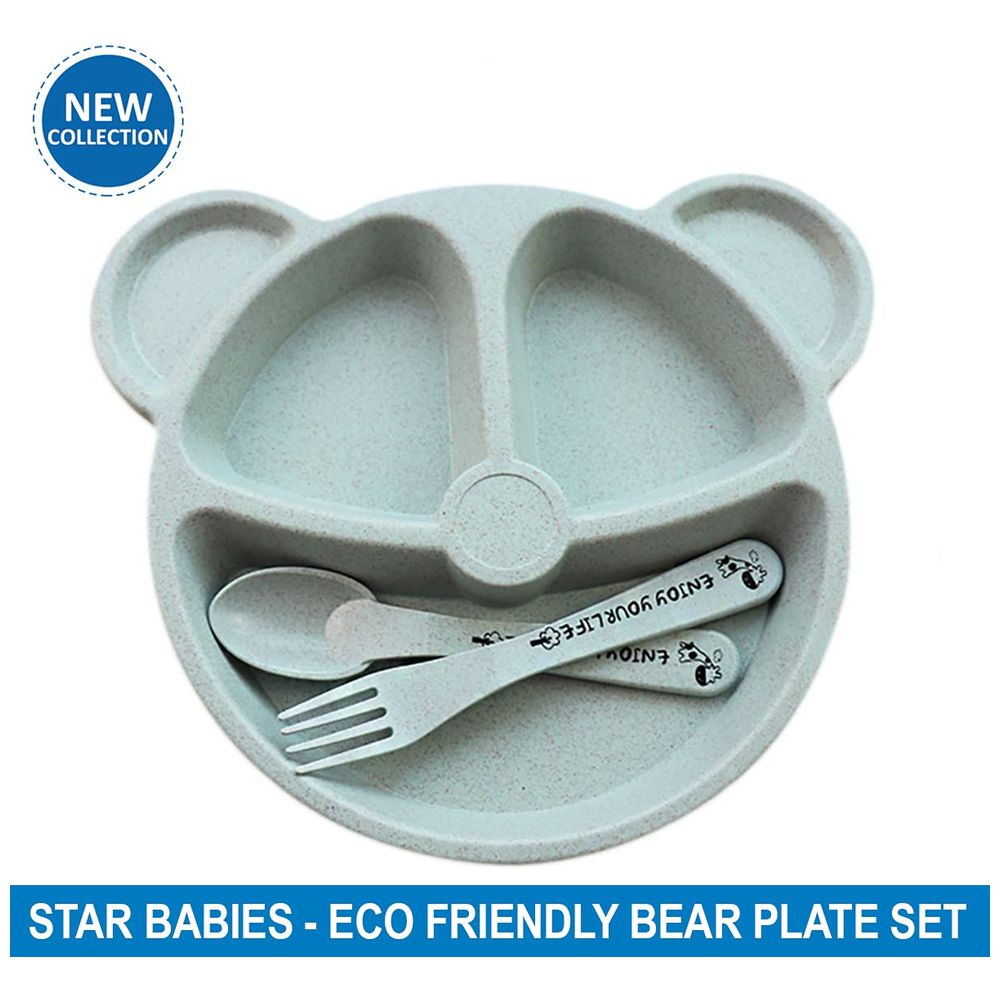Star Babies Organic Baby Wheat Bear Plate - Blue