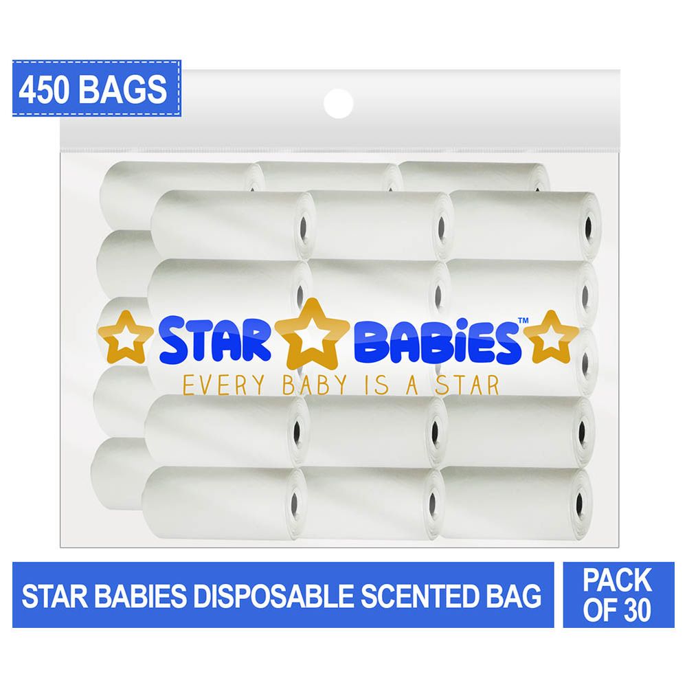Star Babies Scented Nappy Bag Pack of 30/450 Bags - White